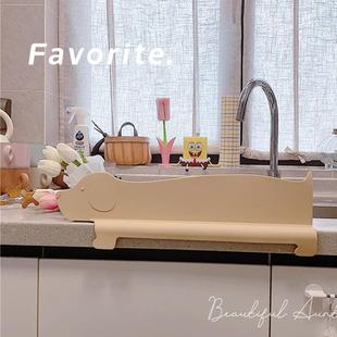 挡水 厨房可爱挡水条水槽挡水板洗菜盆洗碗水池防溅水板硅胶吸盘式