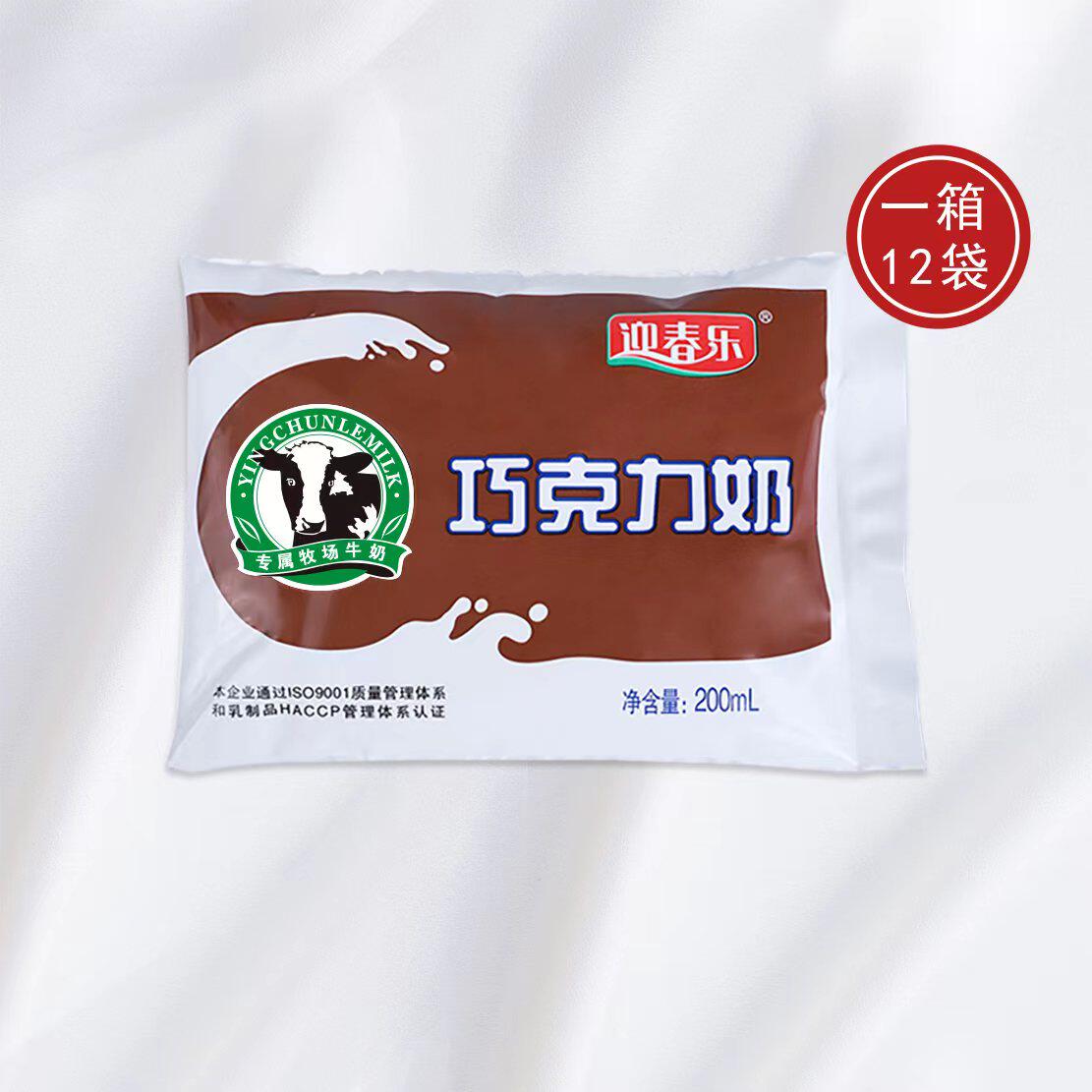 青岛迎春乐巧克力牛奶可可奶儿童学生营养代餐可可奶200ml*12袋