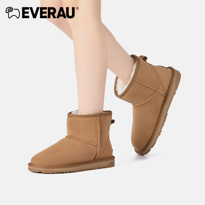 EVERAU情侣款羊皮毛一体雪地靴