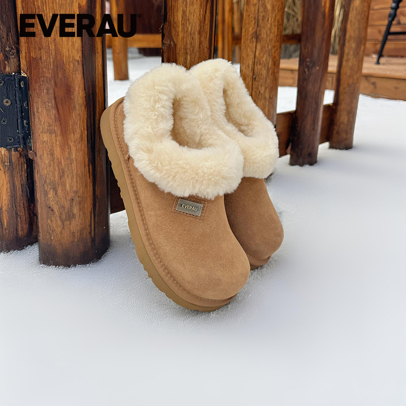 EVERAU羊皮毛一体毛毛鞋女士冬季新款休闲鞋UEA2004