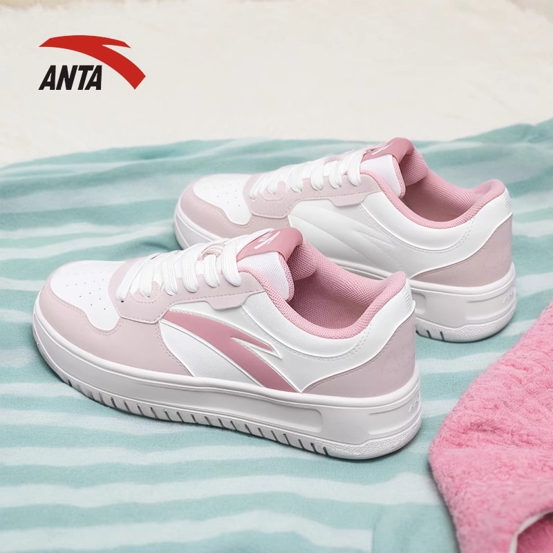 安踏板鞋系带女轻便休闲鞋子