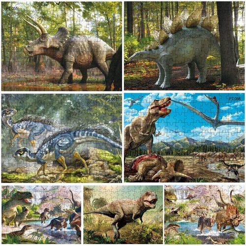 儿童恐龙拼图100片200片男孩6到8以上10岁拼装积木益智霸王龙玩具