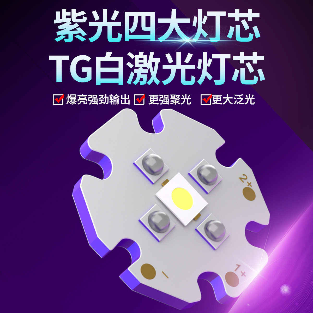 派力德白光紫光头灯强光可充电变焦大功率户外照蝎验钞荧光剂检测