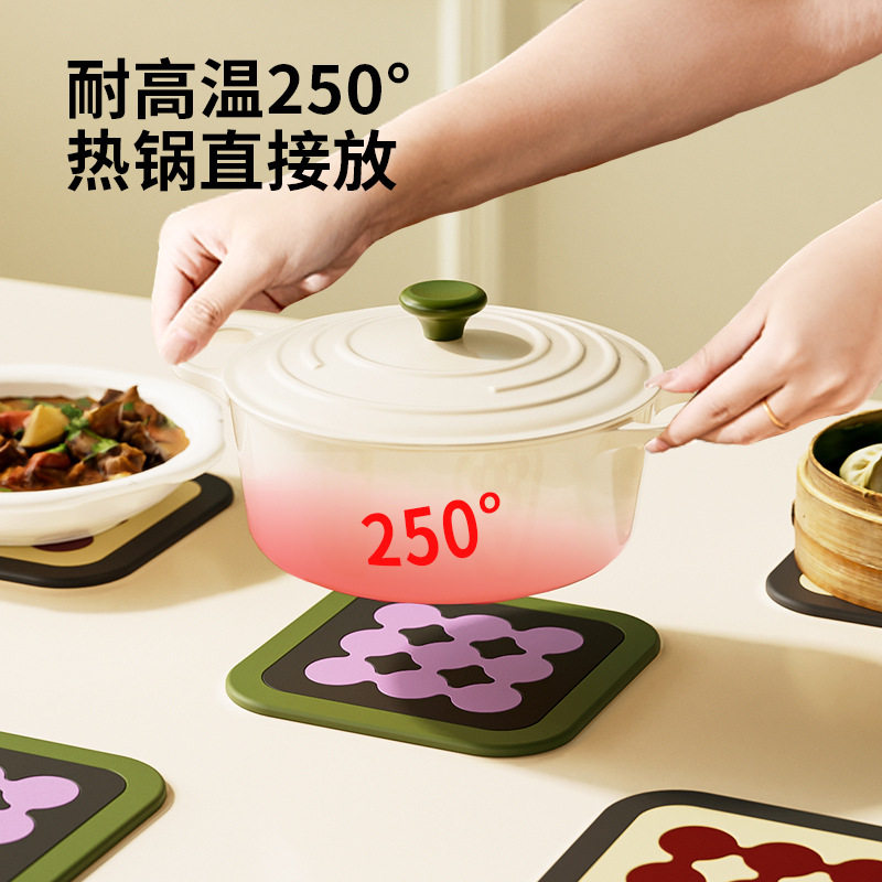 厨房磁吸硅胶防烫隔热垫三合一多用餐桌垫茶具杯垫耐高温碗盘垫