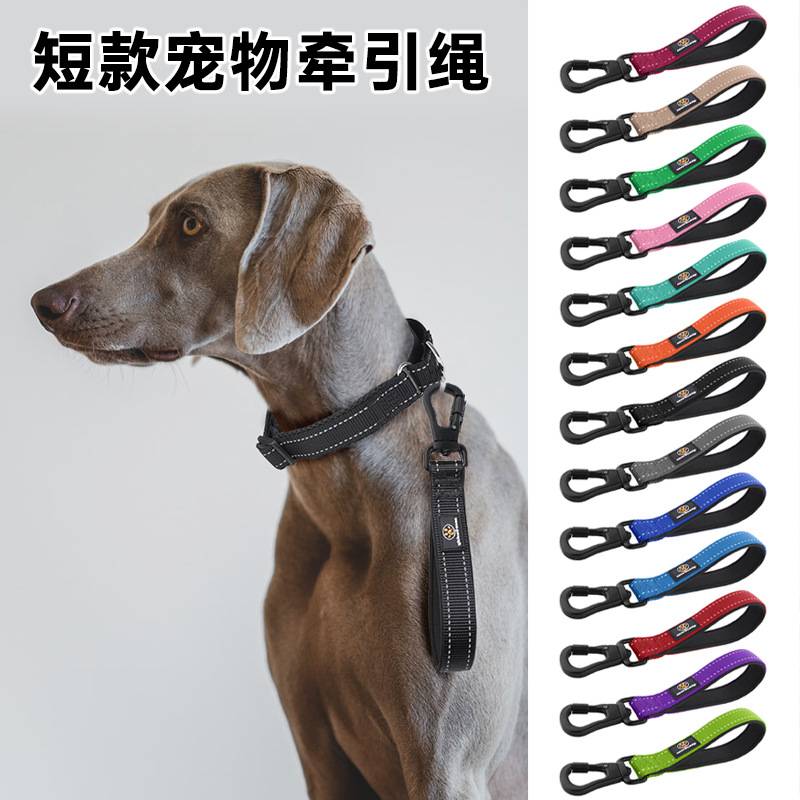 训练宠物短牵引绳尼龙训犬狗狗牵引绳中大型粗款狗绳短款拉带