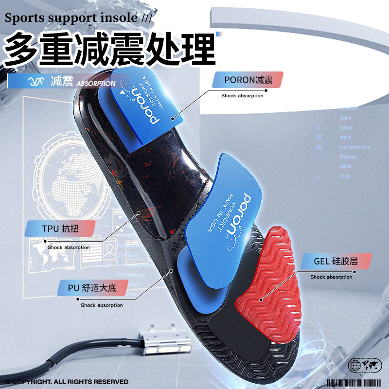 poron缓震抗扭转足弓支撑