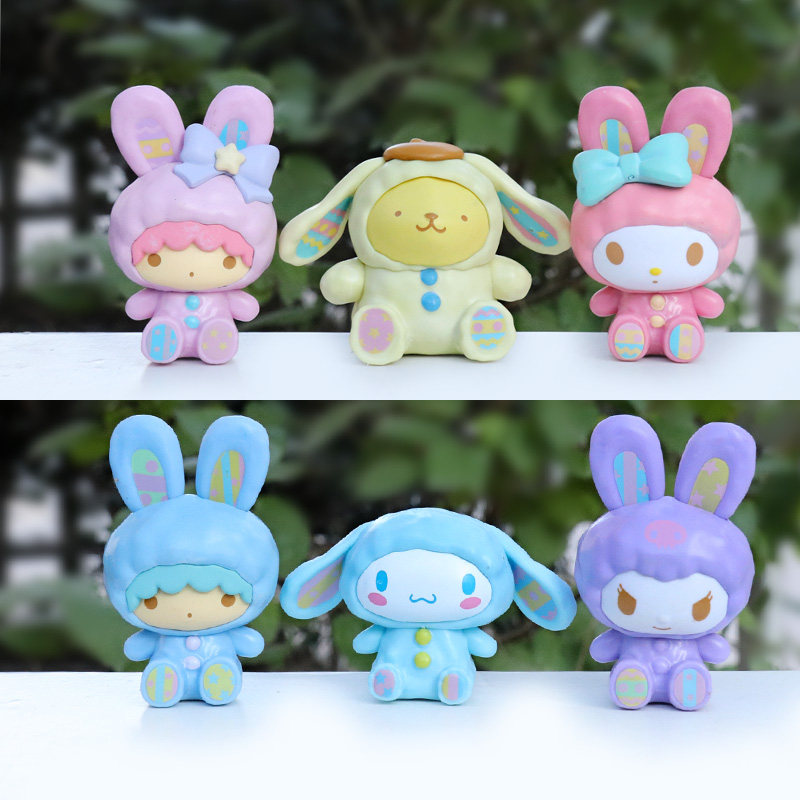 可爱兔子头系列KT公仔潮玩盲盒双子星男孩女孩布丁狗玩偶桌面摆件