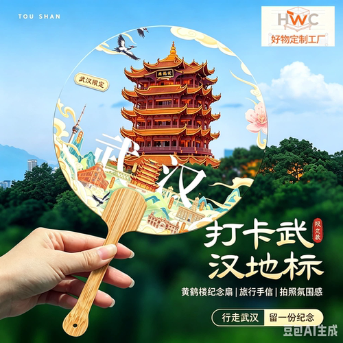 城市地标文创团扇定制旅游打卡拍照景区互动文旅纪念伴手礼扇子