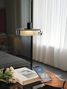 床头吊灯意式极简轻奢高级感吧台现代书房卧室可升降玻璃床头吊灯