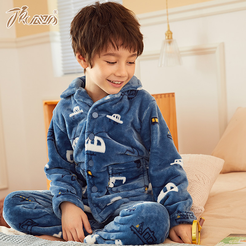 儿童珊瑚绒睡衣套装家居服保暖