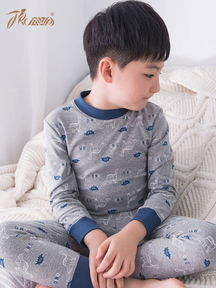 顶瓜瓜儿童秋衣秋裤套装纯棉男童内衣裤薄款小童中大童睡衣打底