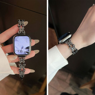 超仙爱心锆石适用iwatchs10表带s9苹果watchs8新款applewatch7手表s9女款iPhonewatchs6夏天s8高级感s7夏季s6