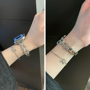 2025新款蝴蝶皓石适用applewatchs10表带iwatchs8苹果s9手表带iwatchs9夏季se代s7金属iphonewatchs6女款手链