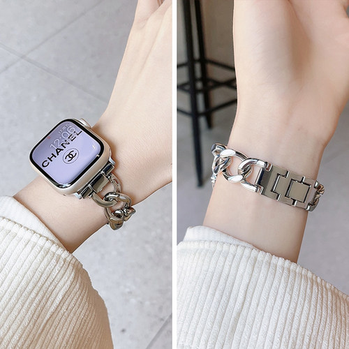 适用iwatchs10金属链式表带个性