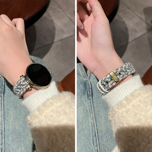 gt4女款 watch迷彩编织羊毛款 表带18mm秋冬专用高级感女士 gt5表带watchgt5毛绒gt4手表带41mm新款 适用华为gt6