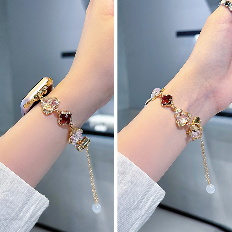 幸运四叶草花朵iwatch10表带夏季