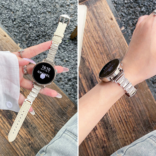 watch4皮质GT2E女士watch3pro新款 适用华为GT6 GT5表带GT4不规则金属拼皮GT5pro真皮表带watchgt6智能GT3女款