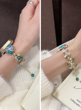 〔绿色珐琅纽扣〕新款适用iwatchs11表带applewatchs10苹果s9手表带s8手链式s7金属夏季s6高级s5夏天SE3链条4