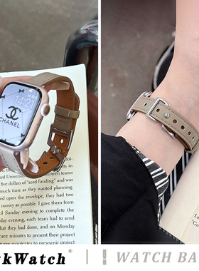 晴格朗Z扣适用iwatchS10表带applewatchS9苹果手表带S8真皮S7新款SE皮质S6女款iPhone秋冬iPhoneWatchS5女式4