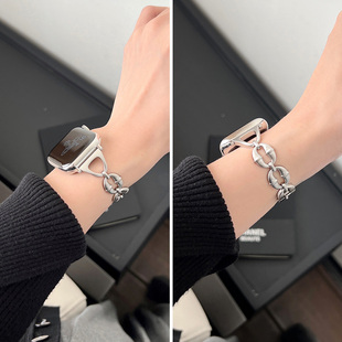 适用iwatch9表带applewatchs10苹果手表带s7代se铜铃s9金属s8不锈钢iPhonewatchs6女款41mm40手链式s5432夏季
