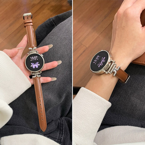 新款π金属拼皮适用华为GT6表带