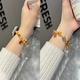 适用applewatch11表带iwatchs10/s9手表带iwatch8苹果s7龙年se代手链式iphonewatch金属watchs夏季s9s8女款s6