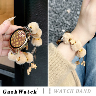 GT5表带watchgt5手表带GT4毛绒绒GT3星星编织GT2女士5Pro女款 适用华为GT6 41mm毛茸茸watch4专用46 新款 秋冬季
