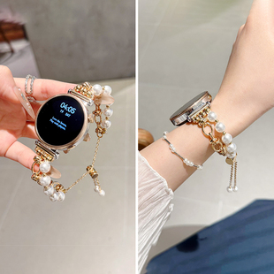 watch3小香风41mm高级感女士 GT2E女款 适用华为GT6 GT5表带GT4手表带watchgt5pro仿珍珠手链GT3金属watch4夏季