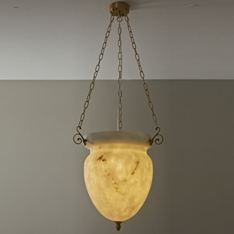 云石法式复古全铜玻璃吊灯花苞客厅餐厅卧室过道玄关中古楼梯吊灯