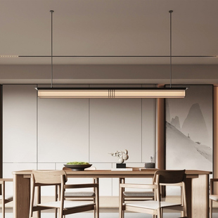 2025年新款设计师定制灯具中式餐厅茶室一字吊灯吧台书房前台灯饰