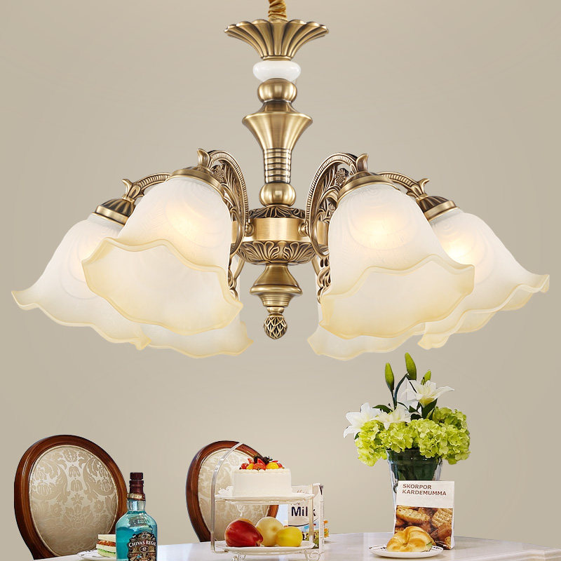 全铜美式吊灯欧式客厅灯简欧温馨卧室灯简约大气乡村田园餐厅灯具