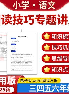 2026小学语文阅读技巧专题讲义练习知识梳理解读强化训练典例分析思维导图三四五六年级电子版资料