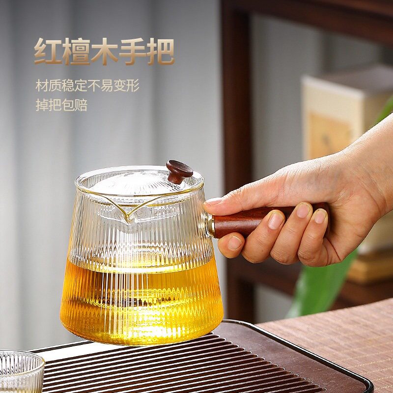 高硼硅玻璃茶壶加厚耐高温2026新款实木侧把茶水分离可加热泡茶壶