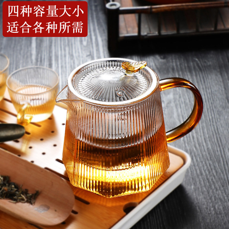 耐热玻璃带盖滤茶八角茶壶