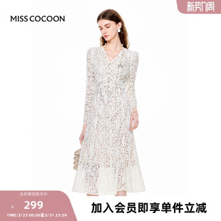重工蕾丝V领长款 24春新款 礼服仙女连衣裙 莫奈花园 MISSCOCOON