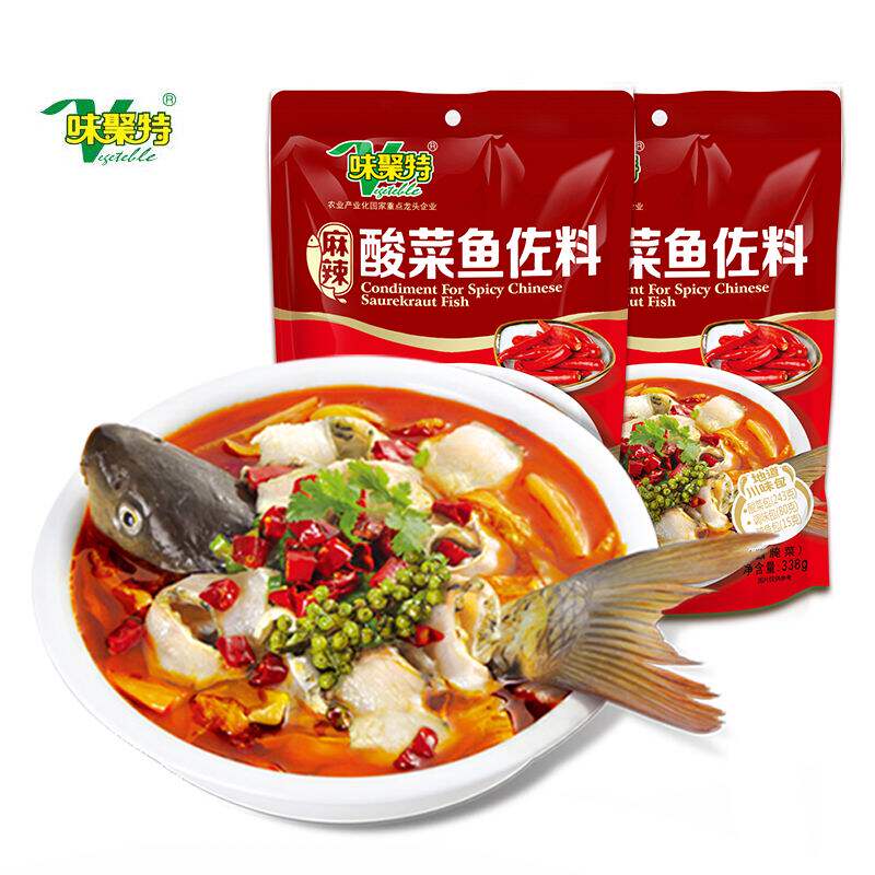 味聚特麻辣酸菜鱼佐料338g袋装四川正宗火锅鱼底料重庆香水鱼调料