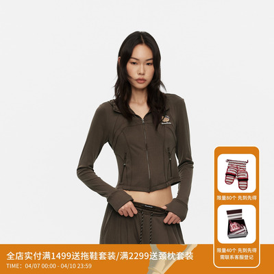 【比佛利风】REVAN芮范黑皮HelloKitty豹纹拼接短外套RK30105230