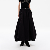 REVAN芮范设计师款 复古华丽风黑色花苞裙RM11506227