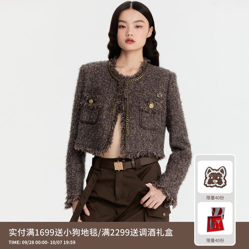 REVAN芮范设计师款酷感重工皮料拼接外套RM90105309