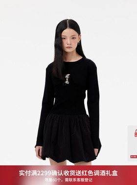 REVAN芮范设计师款复古高级感毛衣连衣裙RM11103121