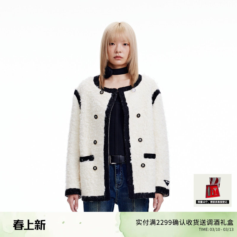 REVAN芮范设计师款甜酷撞色玫瑰星球外套RN90110247