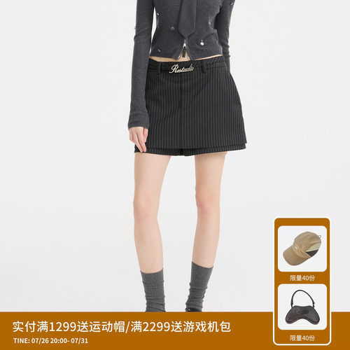 REVAN芮范设计师款通勤百搭条纹西装裙裤RL11501014