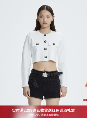 REVAN芮范设计师款高级感小香毛衣短开衫RN10106299