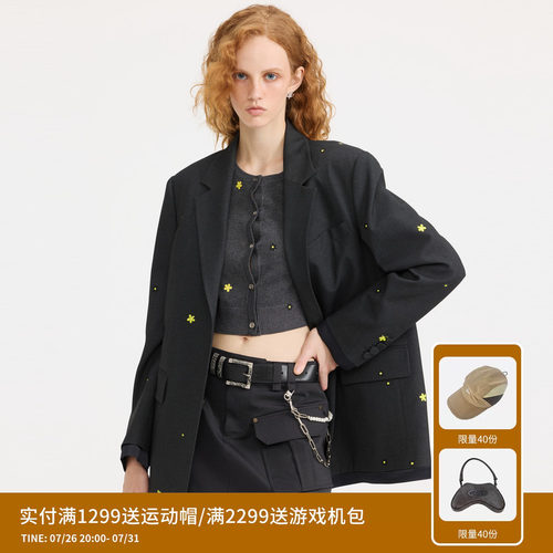 REVAN芮范设计师款质感小花印绣西装外套RL10101227