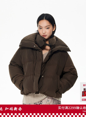 REVAN芮范HelloKitty花朵图案棕咖小欧包派克羽绒服RL90501204