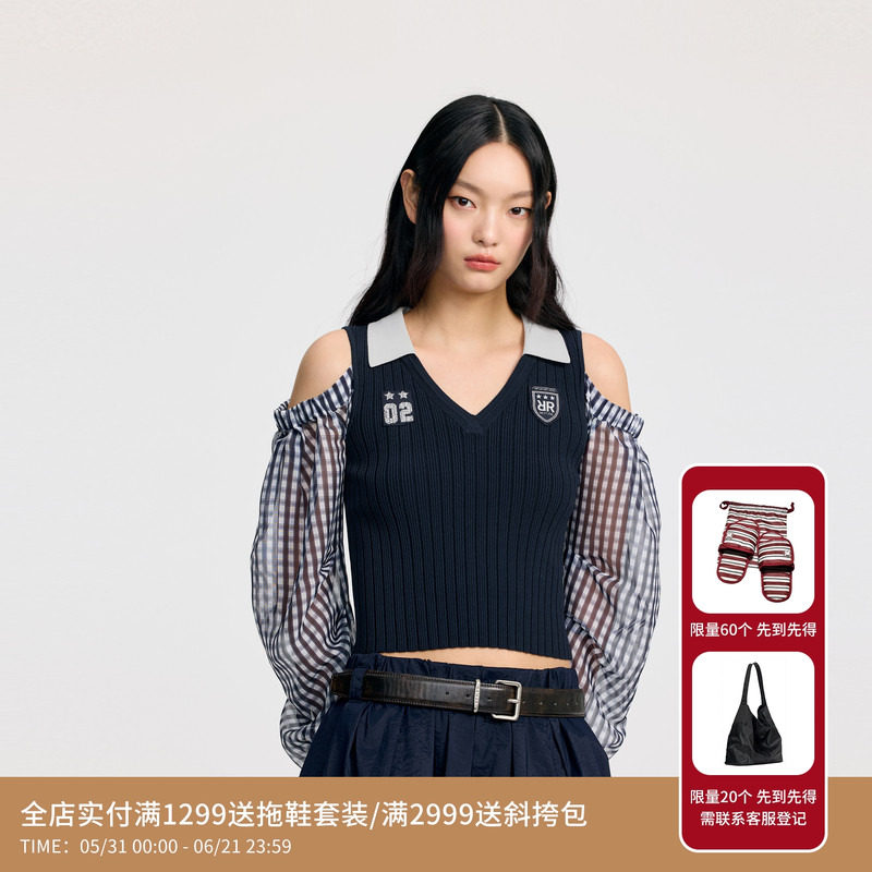 REVAN芮范设计师款学院风格子印花单衣RL30801084