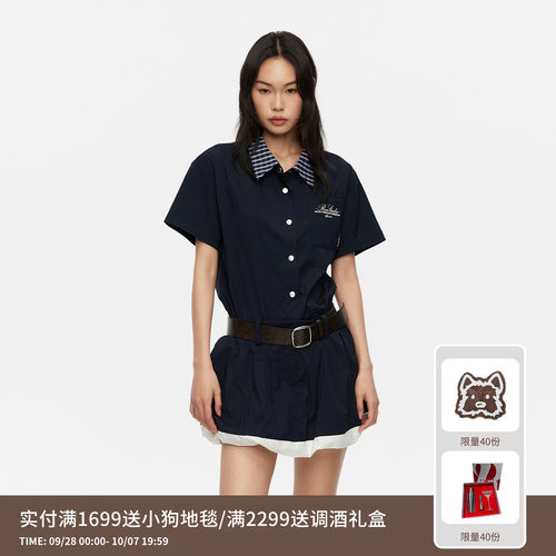 REVAN芮范设计师款质感短袖衬衫连衣裙RL31101518
