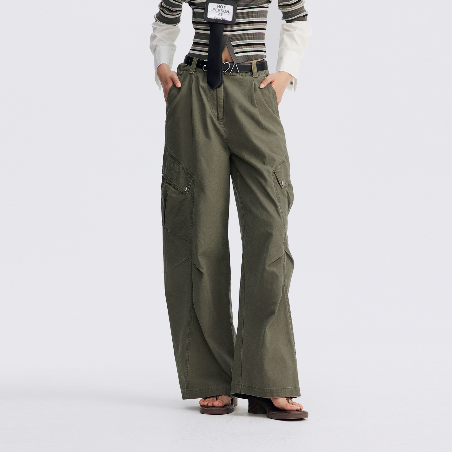 REVAN芮范设计师款百搭薄帆布弯刀工装裤RL71301109