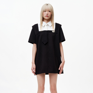 REVAN芮范设计师款 学院撞色拼接领连衣裙RN31101013