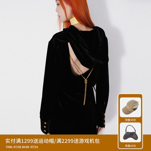 REVAN芮范设计师款MobWife丝绒卫衣连衣裙RM71103124